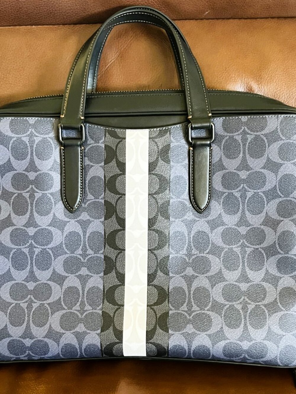 Coach Graham Slim Brief Laptop Bag C9826 Gunmetal Denim Multi NWOT
